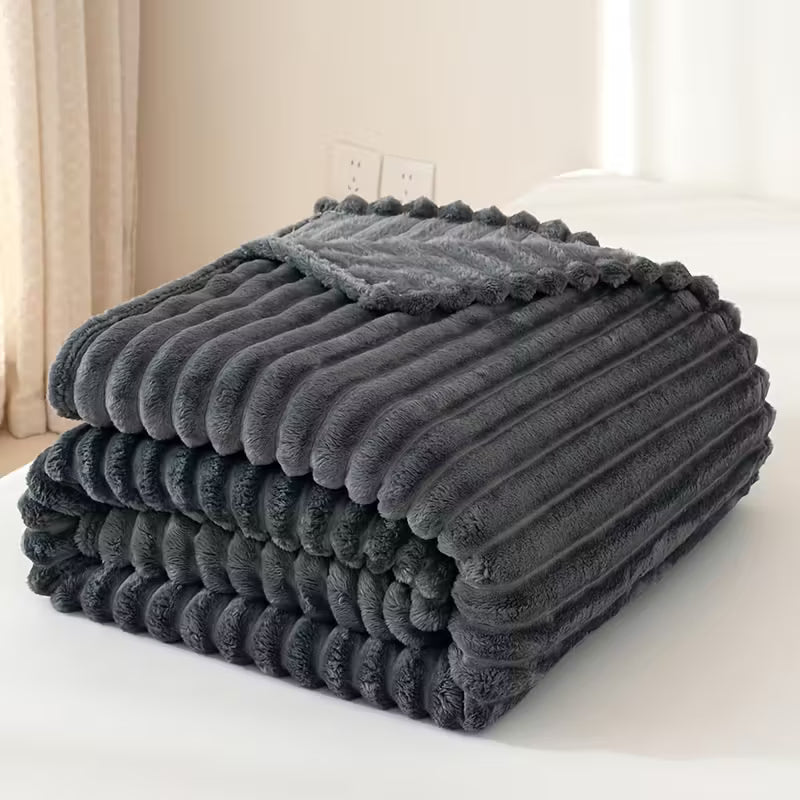Ultra-Soft Grey Striped Blanket