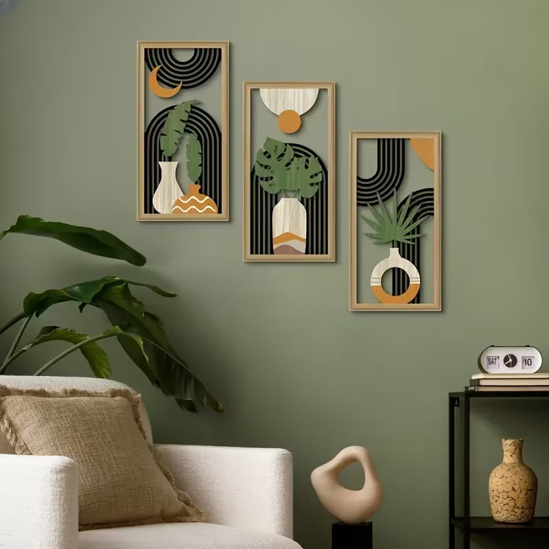 3pcs Boho Wooden Wall Art Set