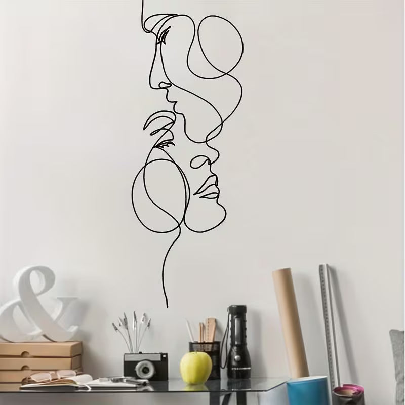 Laser-Cut Metal Face Pendant Wall Art