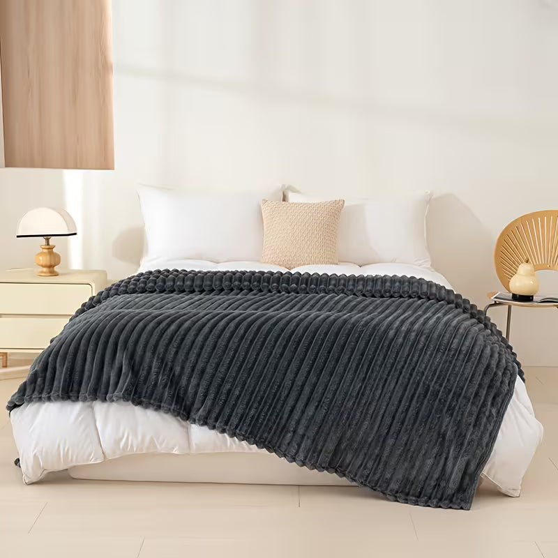 Ultra-Soft Grey Striped Blanket