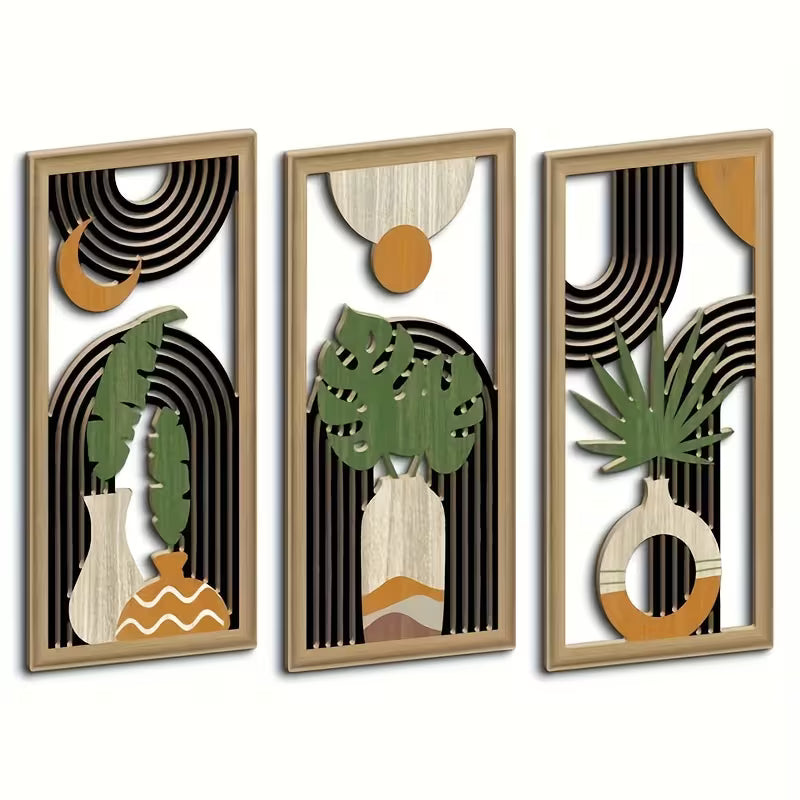 3pcs Boho Wooden Wall Art Set