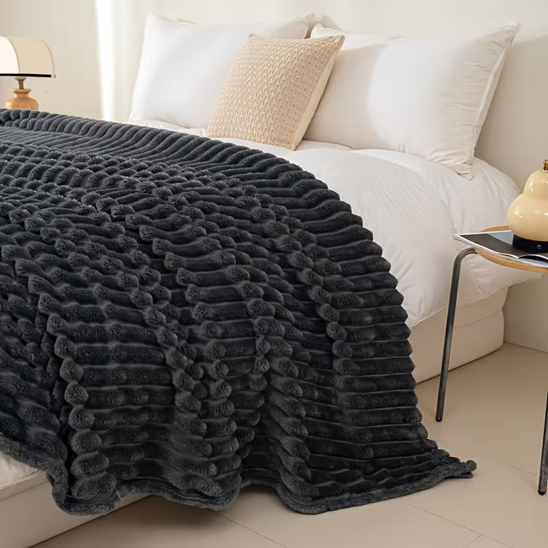 Ultra-Soft Grey Striped Blanket